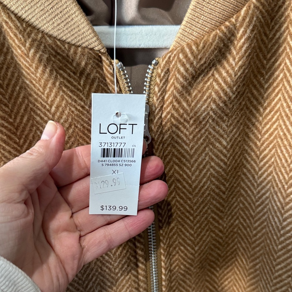 Loft Herringbone Bomber Jacket. NWT. - Picture 2 of 5